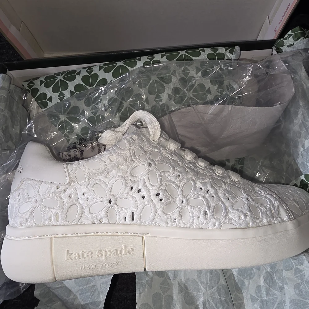 Kate Spade White Lace Sneakers